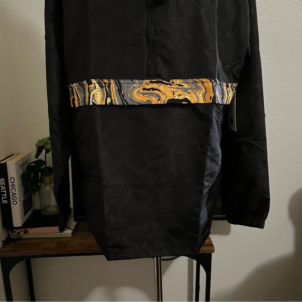 Champion Unisex Savinthebees Black & Yellow Honeycomb Anorak Windbreaker NWT S-M - Picture 3 of 11